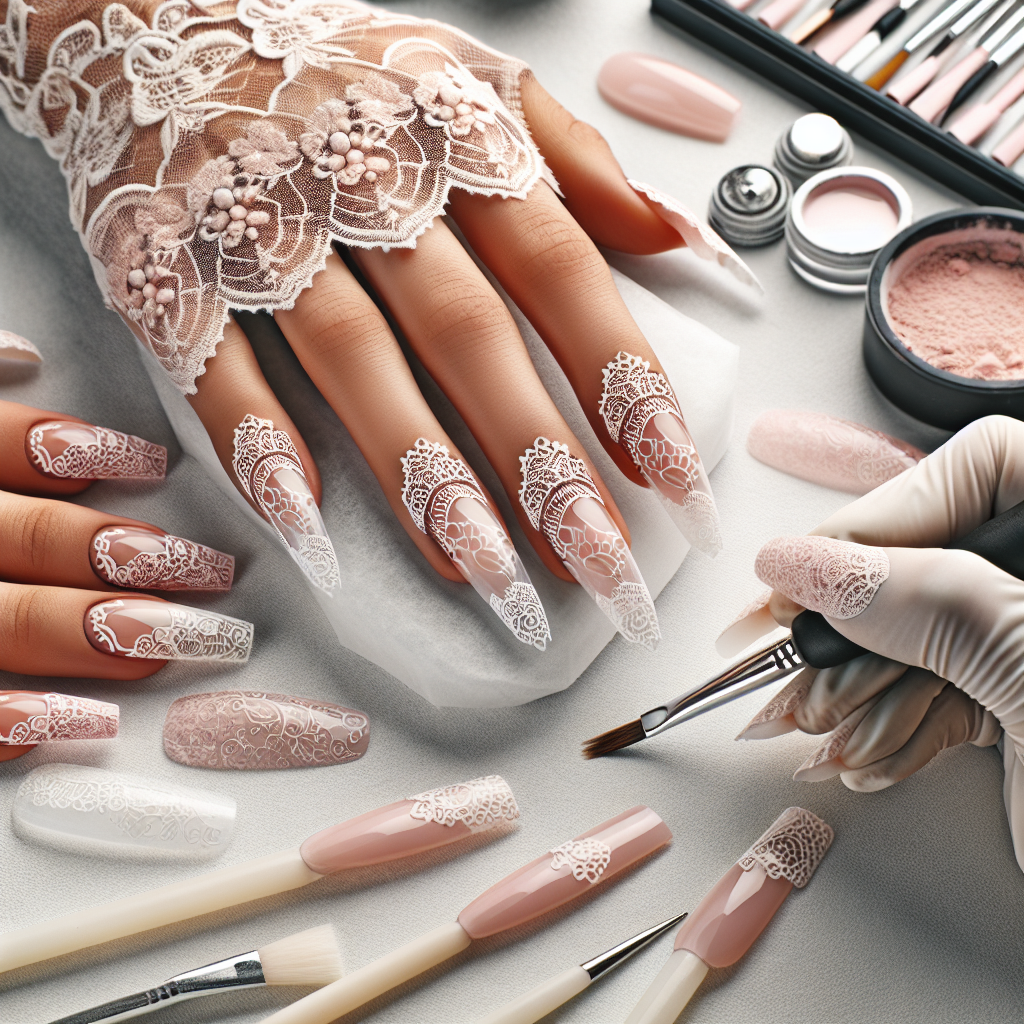 Creating Acrylic Nails with Lace Patterns